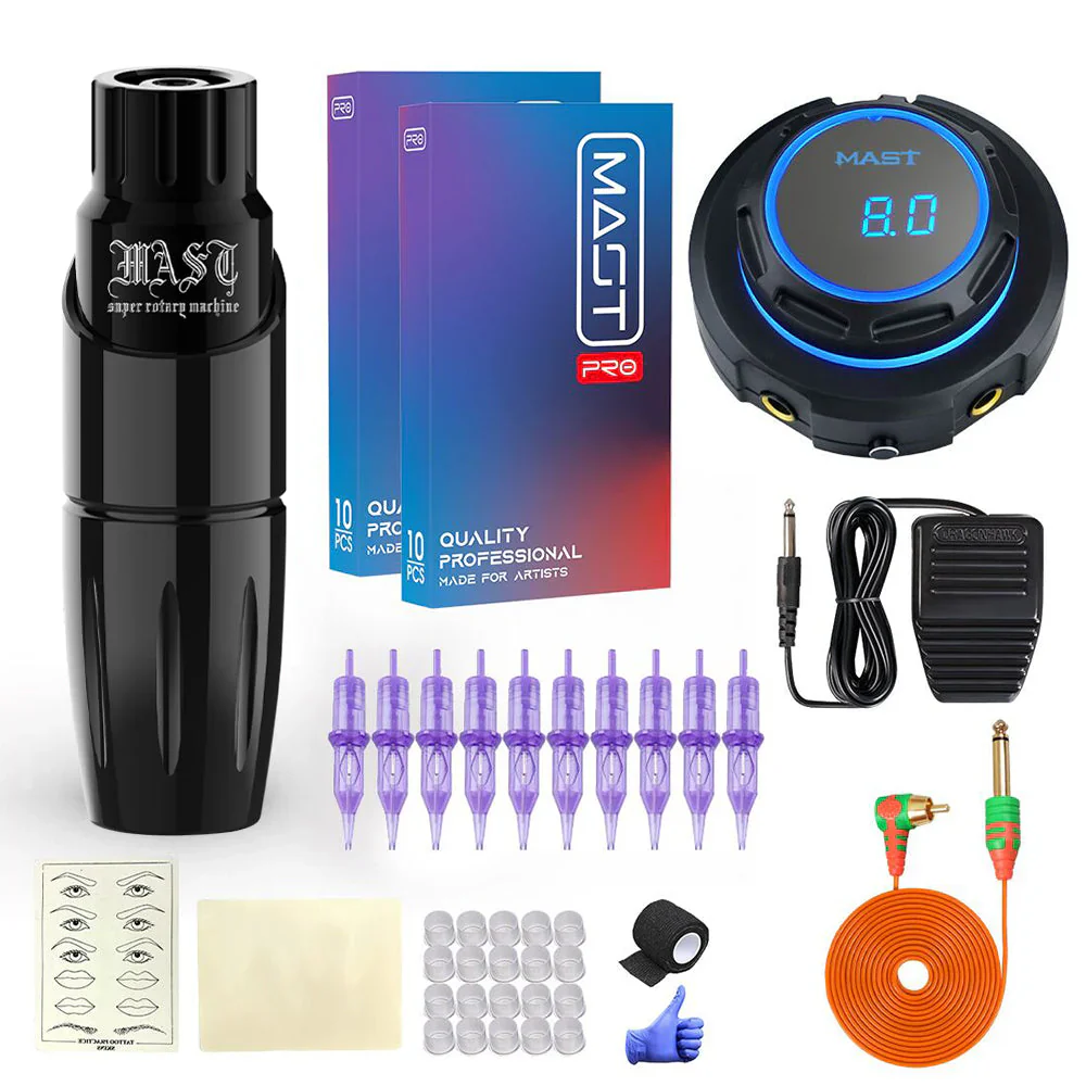 Kit de Máquina de Tatuaje Mast Tour con Máquina Rotativa Tour Pen y Fuente de Alimentación Halo