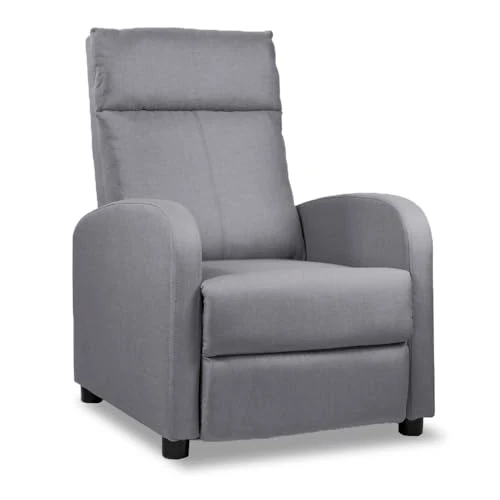 Don Descanso   Poltrona Relax Tessuto Verona Grigio, con Poggiapiedi, Sistema di Apertura Push, Compatta, Sdraiate fino a 160º e Posizione Zero (81.5x66.5x97.5 cm) : Amazon.it: Casa e cucina
