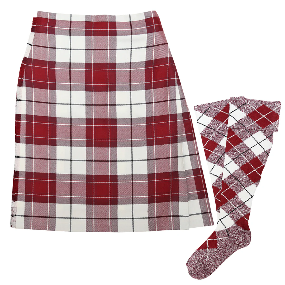 Traditional Highland Dancing Kilt and Hose - Dress Cranberry Kerr (34