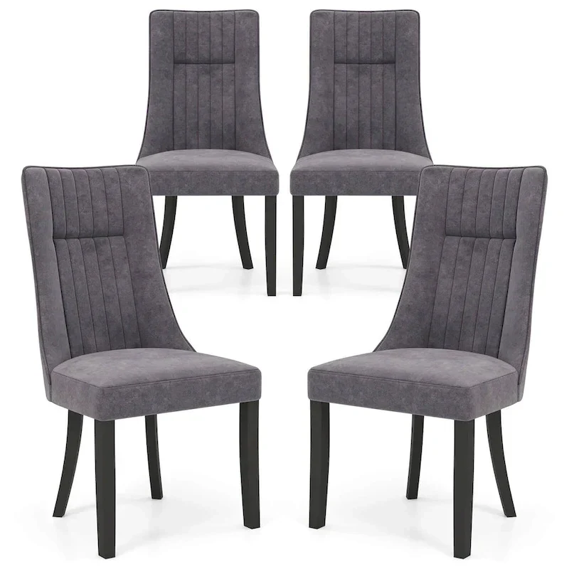 Costway Set of 2/4 Channel Tufted Dining Chairs with High Backrest