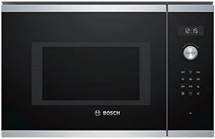 Bosch BEL554MS0 Serie 6 Inbouw Magnetron, 38 x 59 cm, 900 W, Draaiplateau 31,5cm, Draairichting Deur Links, AutoPilot 8 8 Automatische Programma's, Reinigingsondersteuning, LED-Touchdisplay, Roestvrij staal
