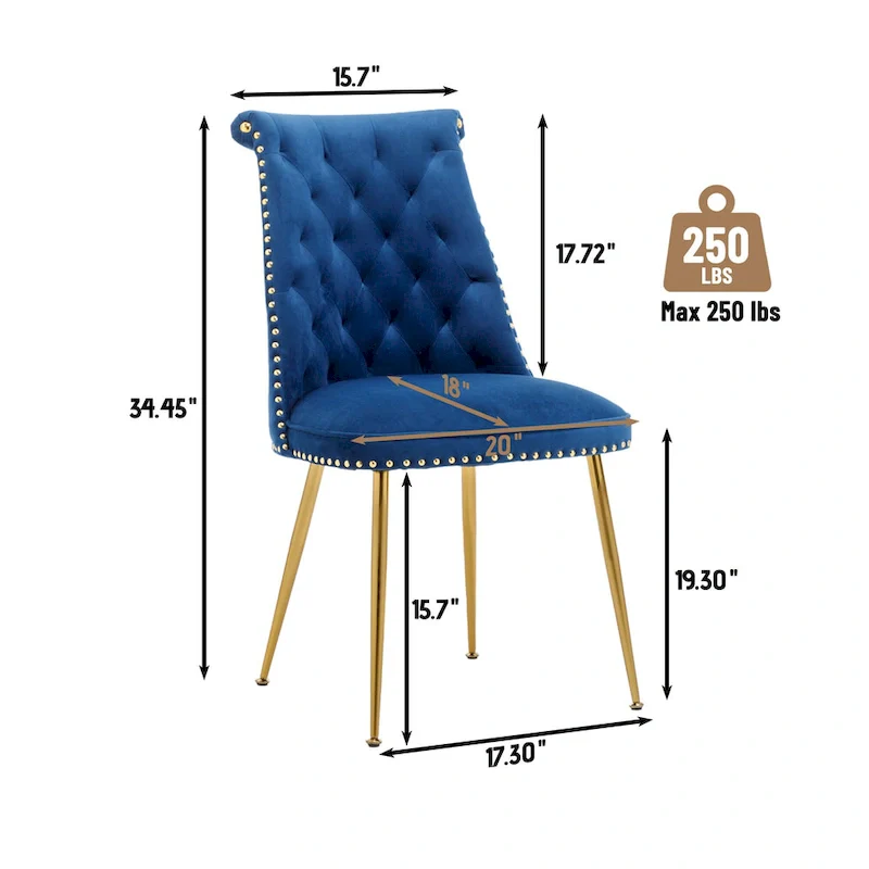 Clihome Modern Velvet Upholstered Featured Dining Chairs (Set of 2)