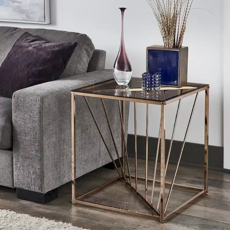 Hannah Square End Tables with Metal and Glass Top by iNSPIRE Q Bold