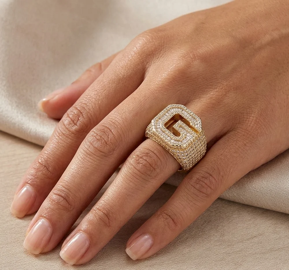 Big Daddy Top G Iced Out Baguette Diamond Ring