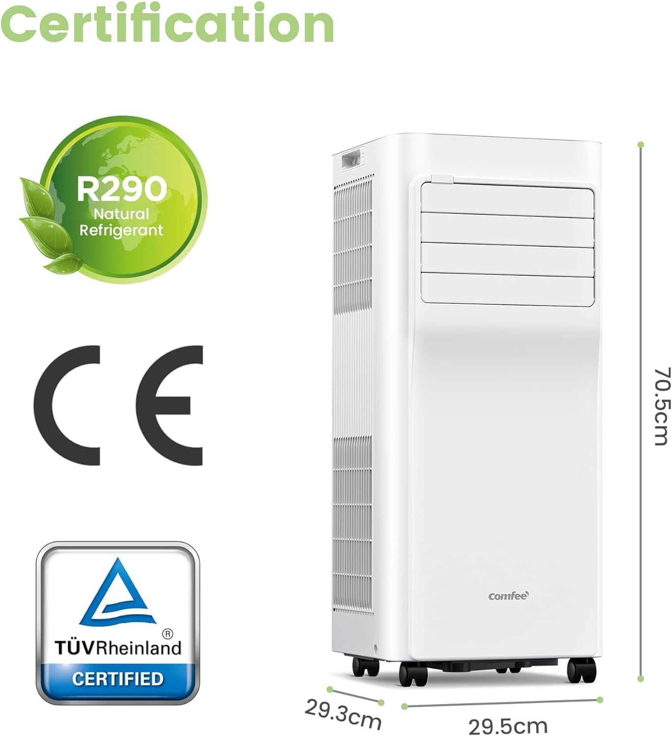 Comfee Mobiles Klimagert Easy Cool 2.0, 7000 BTU 2,0kW, Kühlen&Ventilieren&Entfeuchten, Raumgre bis 68m(25㎡), APP-Steuerung/Alexa/Google Home/IFTTT, Mobile Klimaanlage mit Abluftschlauch