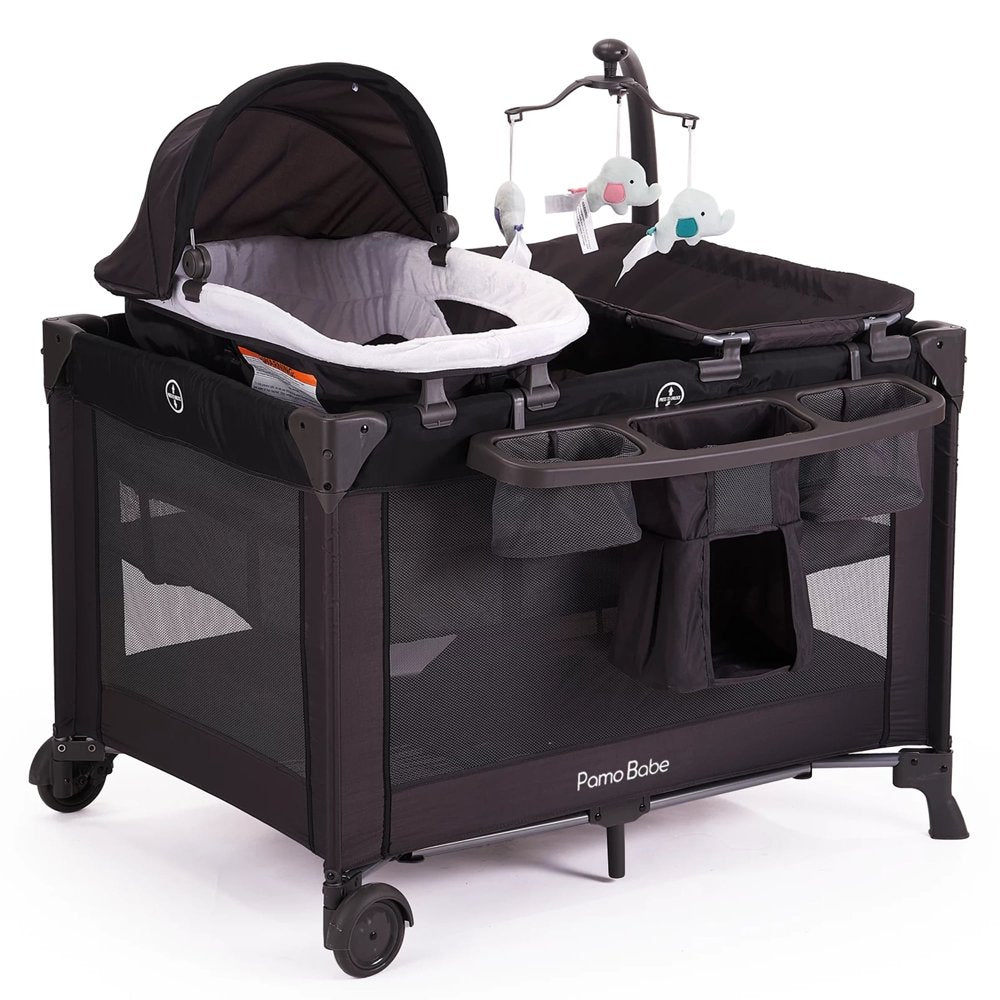 Pamo Babe Unisex Nursery Center Playard with Bassinet & Changing Table