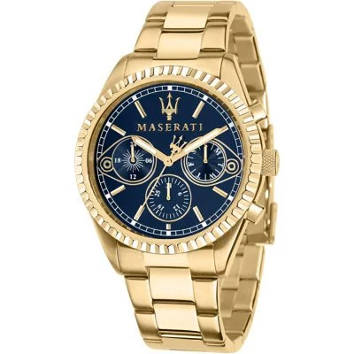 Maserati Competizione Chronograph Blue Dial Gold PVD Stainless Steel Men��s Watch R8853100026
