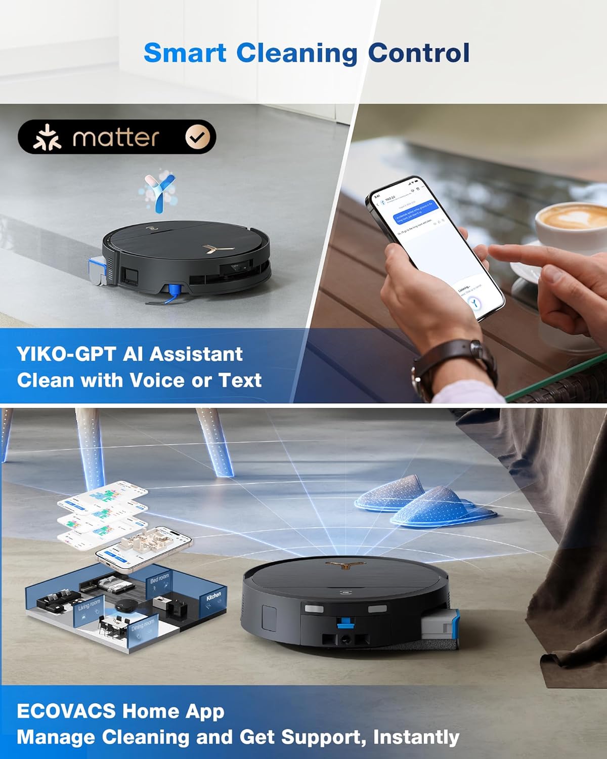 ECOVACS DEEBOT X9 PRO Omni Robot Vacuum and Mop, Blast™ 16,600Pa Suction, OZMO Roller Instant Self-Washing Mopping, ZeroTangle™ 3.0, Triple Lift System, AI Smart Navigation, Hands-Free Omni Station