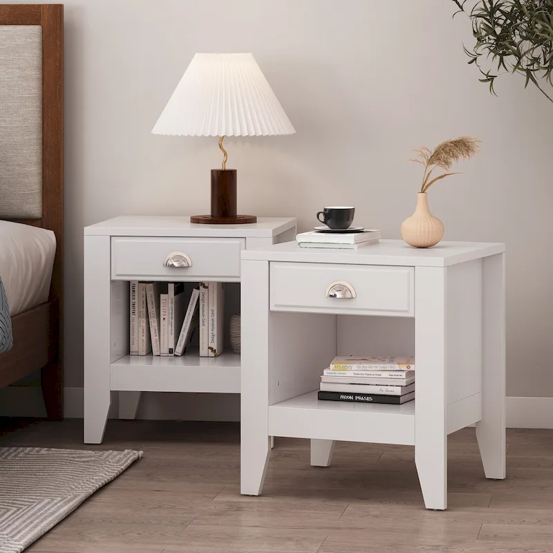 Set of 2 Foisy Faux Wood Nightstands with Drawer by Christopher Knight Home