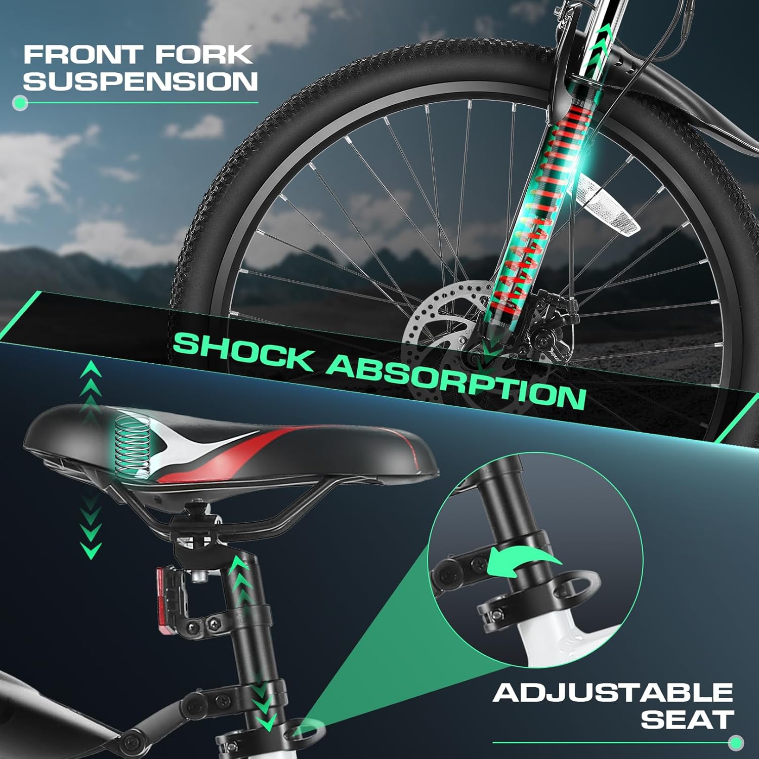 Vivi Electric Bike for Adults, Peak 780W Ebike 26 Electric Mountain Bike, 22MPH Adult Electric Bicycles Commuter Ebike with 48V Battery, Up to 50 Miles, Cruise Control, 21 Speed, UL 2849 Certified