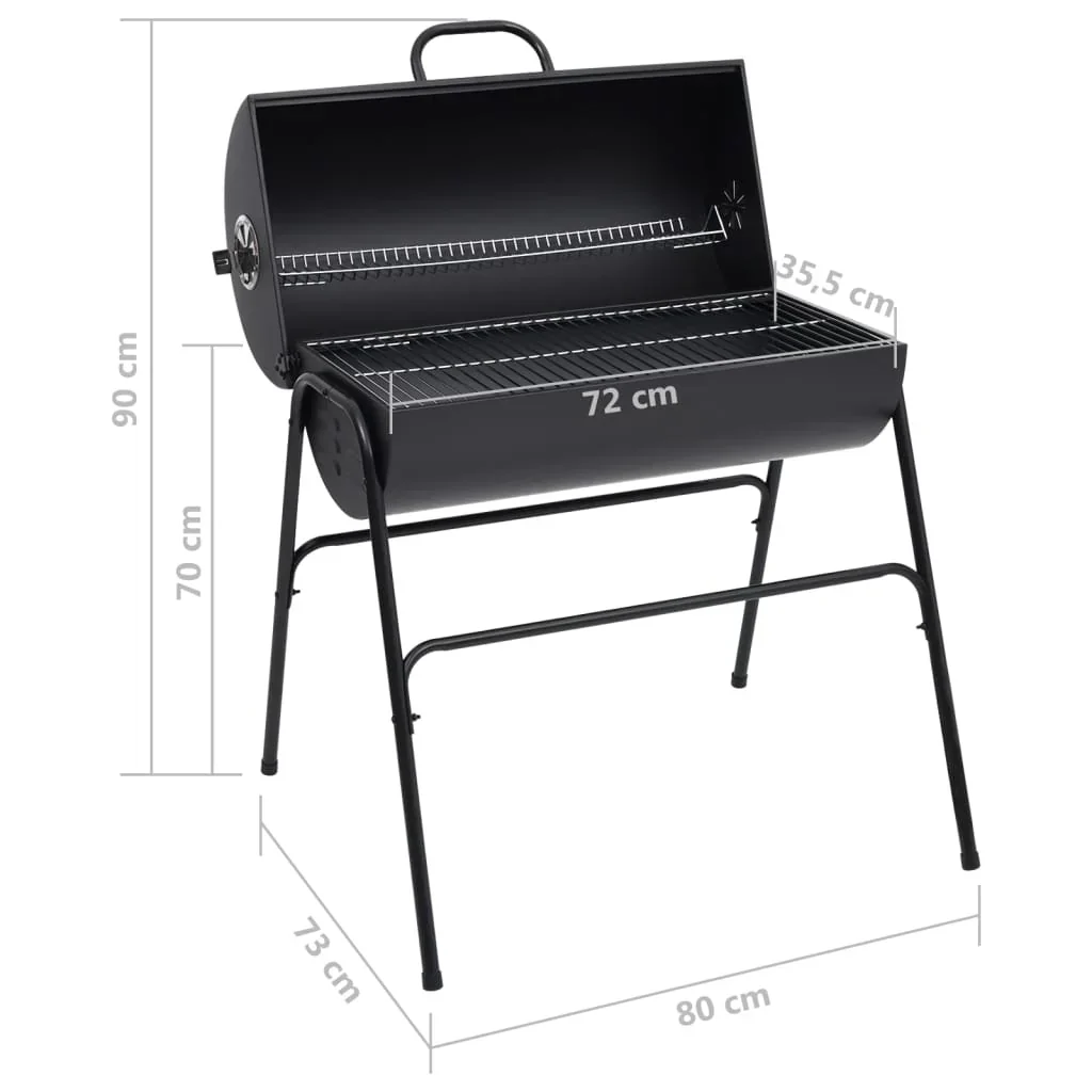2026 Parrilla con 2 rejillas de cocción negra – Barbacoa portátil de 80x95x90 cm en acero