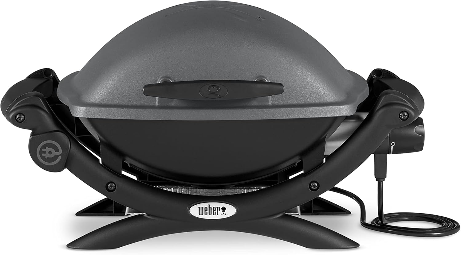 Weber Q1400 BBQ Elettrico, sup. cottura 43 x 32 cm, BBQ portatile, sup. cottura in ghisa smaltata divisa in 2, coperchio e corpo in alluminio pressofuso - Grigio scuro (52020053)