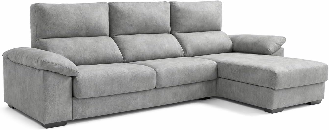 DUPI Sofá Chaiselongue Sleep Pro | Arcón Reversible Izquierda/Derecha | 265x96x148 cm | Gris