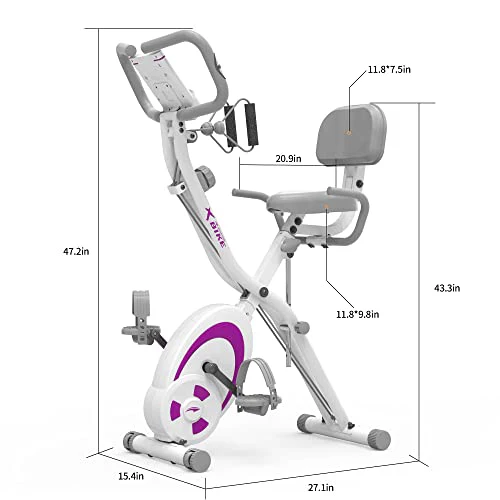 leikefitness Bicicletta stazionaria pieghevole, cyclette reclinata con fasce di resistenza per braccio, sensore di impulsi, monitor LCD e bicicletta da interno facile da montare, 2280 (viola) : Sport e tempo libero