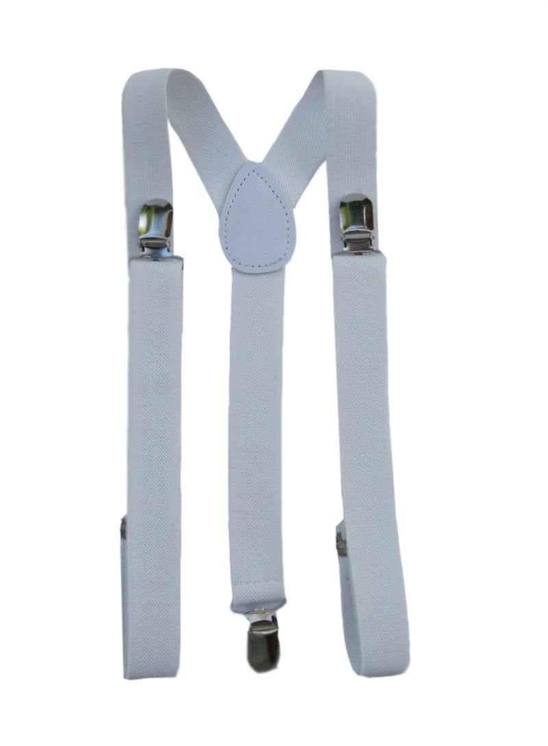 White Suspenders Wholesale Bulk Clip On Elastic