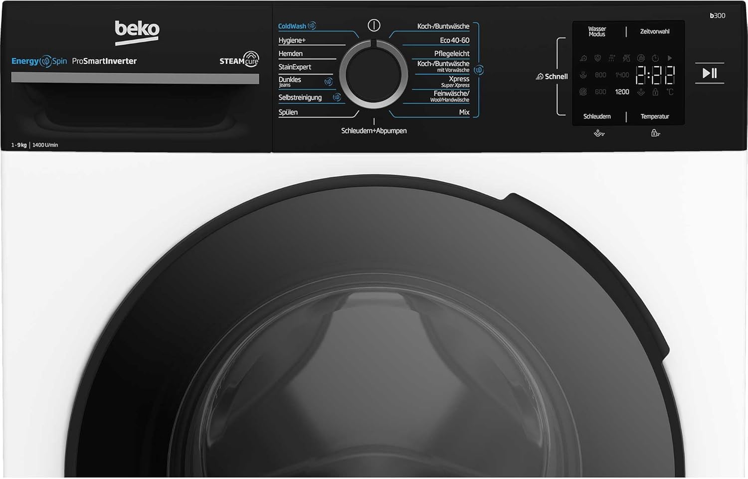 Beko WMC81464ST1 Waschmaschine, Bluetooth, 8 kg, ProSmart Inverter Motor, Dampffunktion, Pet Hair Removal, Watersafe+, Weiß