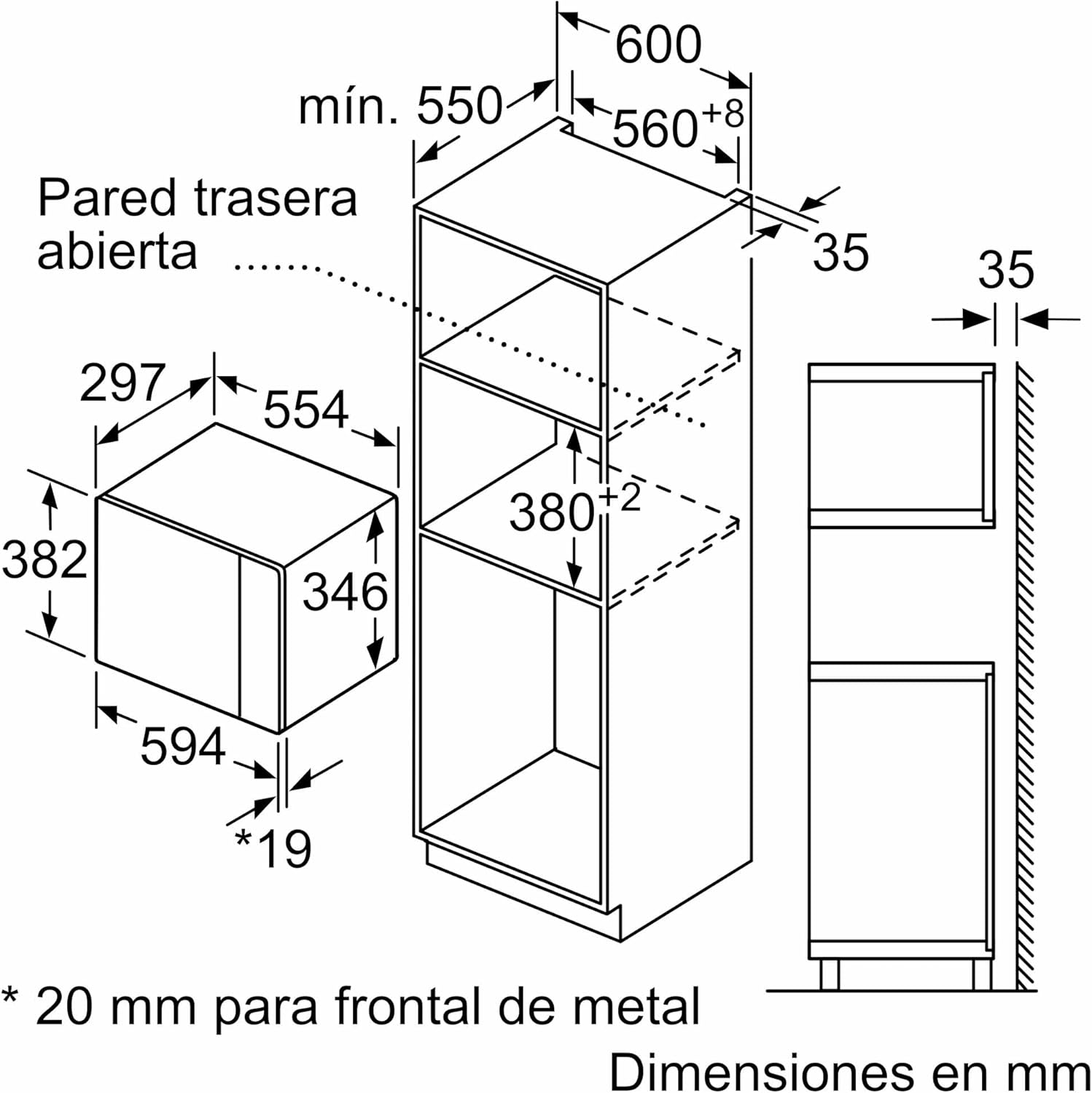 Balay - Microondas integrable, Control Comfort, Aqualisis, Cristal blanco, 3CG5172B2
