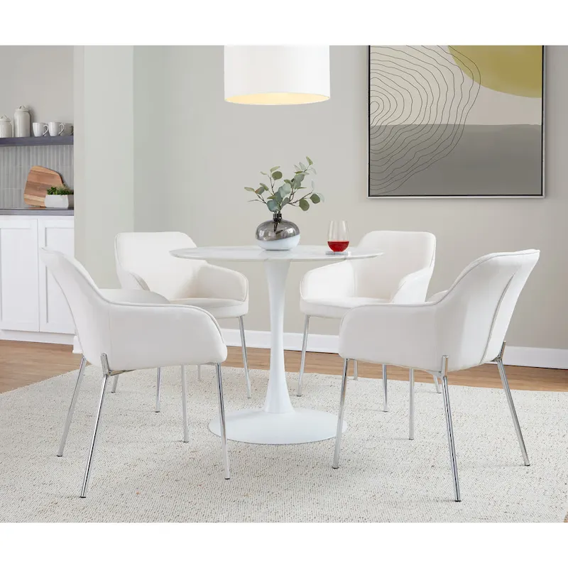 Set of 2 Silver Orchid Galotti Chrome Upholstered Dining Chairs