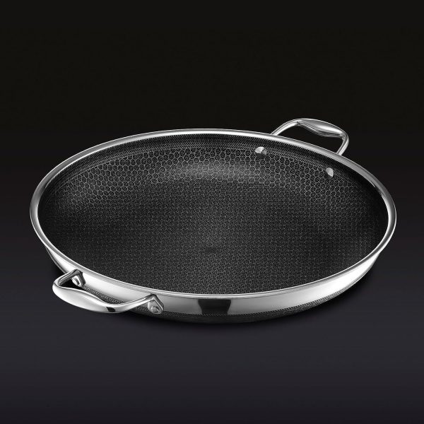 14 Inch Hybrid Stainless Steel Frying Pan with Lid, Stay Cool Handles, Dishwasher and Oven Safe, Non-Stick, Works with Induction Cooktop, Gas, Ceramic, and Electric Stove