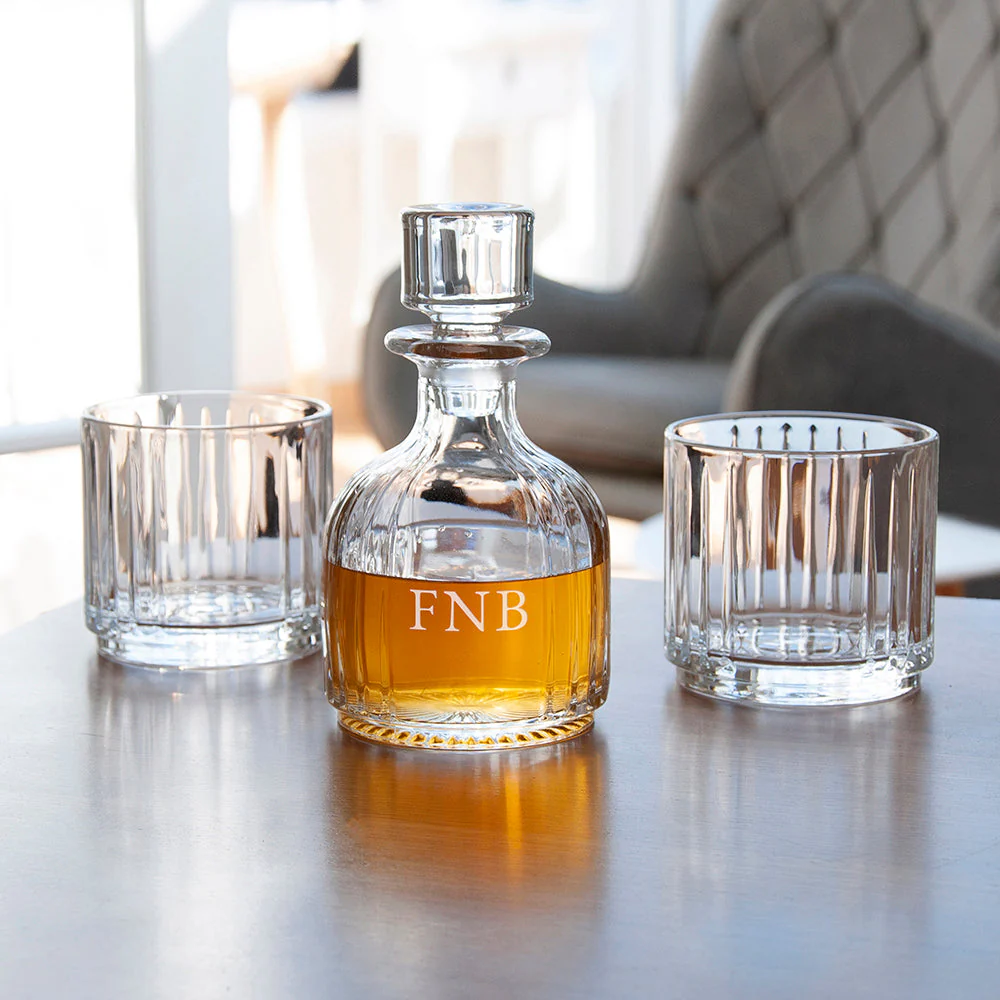 Personalised Stacking Whisky Decanter and Tumblers Set