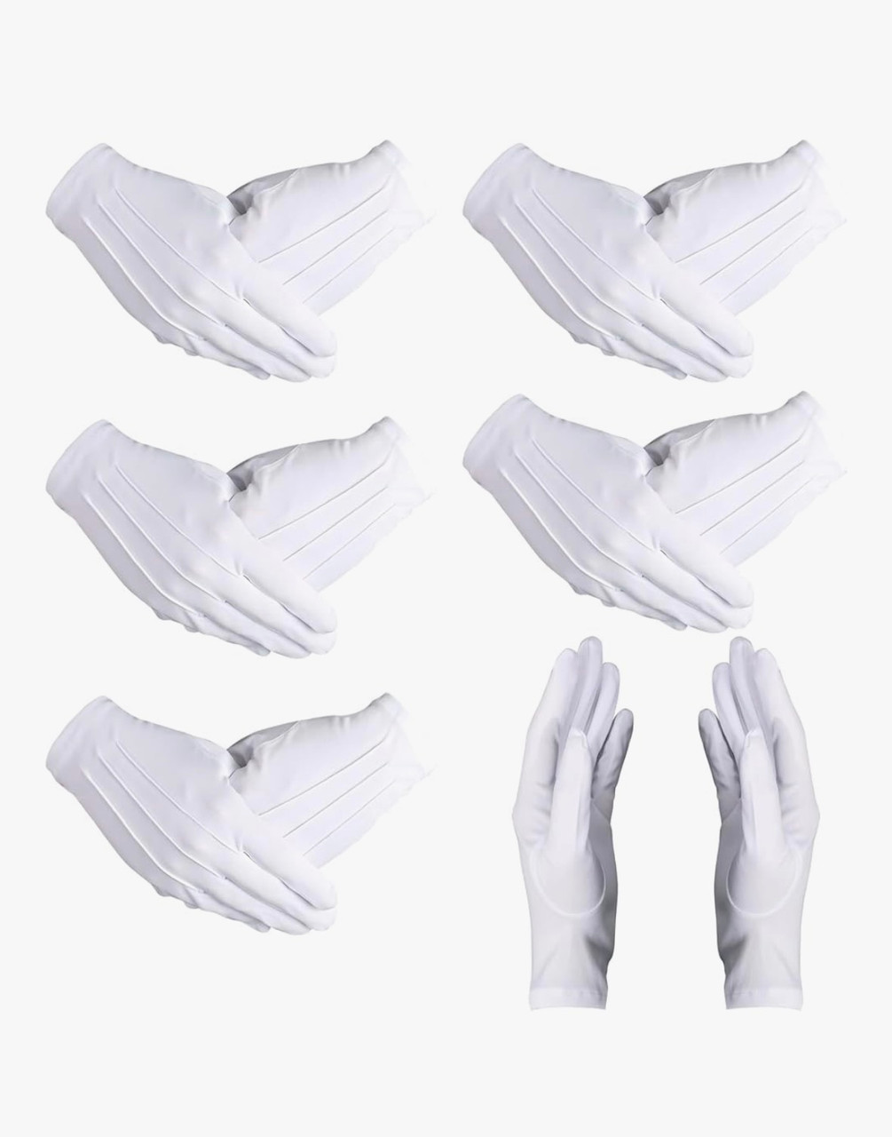 White Cotton Gloves Adult PAIR Stitched Gloves Standard 9�� Men & Women 5020C