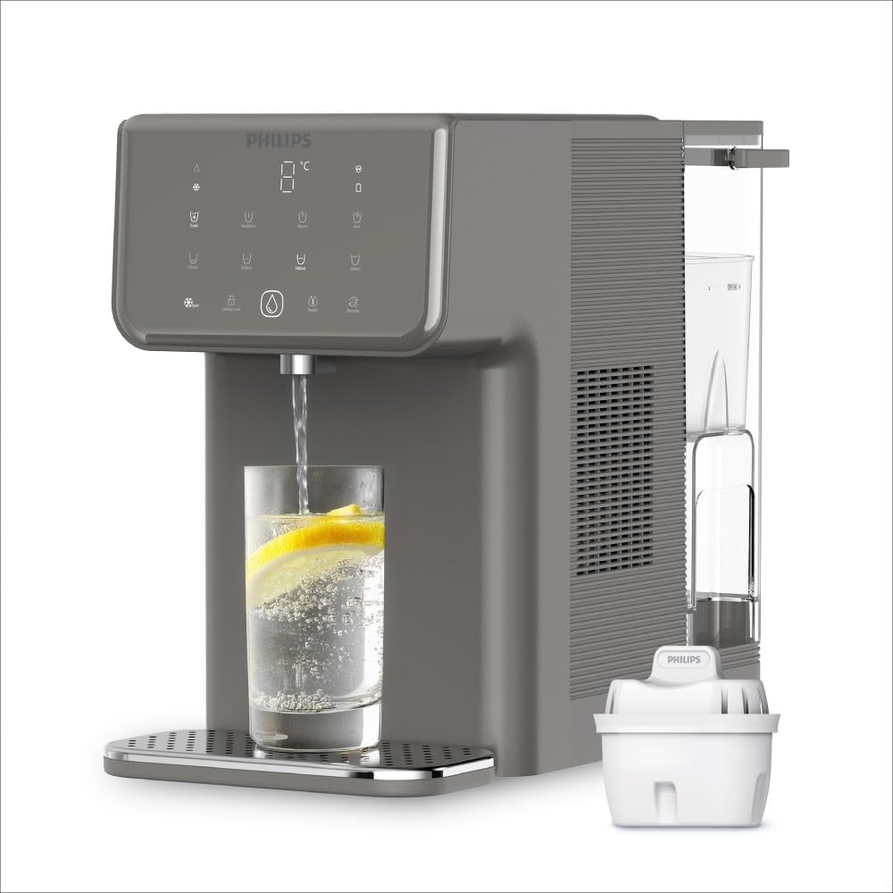 Philips Water Station – Heiß- & Kaltwasserspender mit Filter, 7 Temperatureinstellungen & 5 Volumenvoreinstellungen, 2,8L Fassungsvermögen, Anticalc+ Filter entfernt Chlor, Kalk, Mikroplastik & PFOA