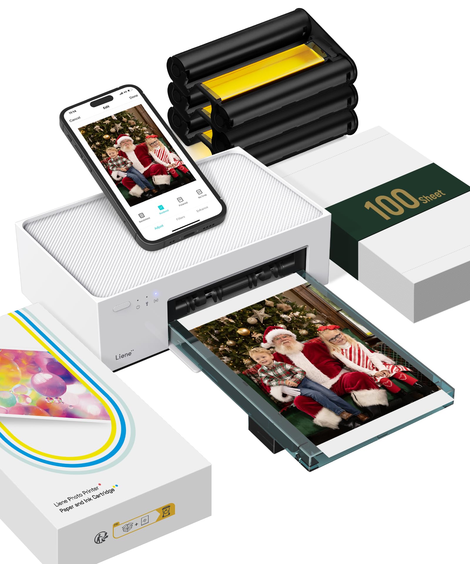 Liene 4×6 Photo Printer – Portable, Wi-Fi, 100 Sheets, Compatible with iPhone & Android, Thermal-Dye Technology