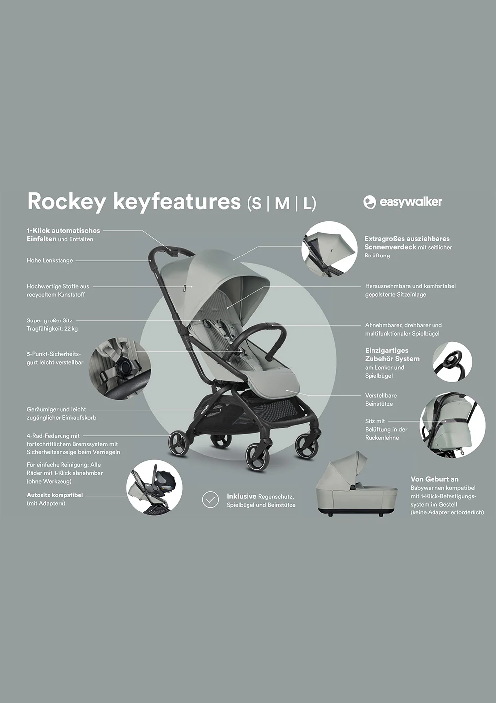 2025 Cochecito Rockey L Pure Black – Tu cochecito todoterreno de EASYWALKER