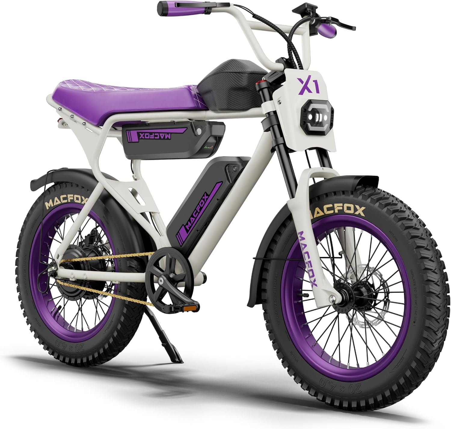 MACFOX Electric Bike for Adults Wheelies with 750W/500W Motor and 48V Ebike Battery, 20 Fat Tire Electric Dirtbike with Dual Disc Brakes and Shock Absorbers for Mountains, Road (US Warehouse)