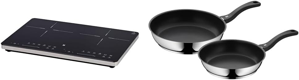 WMF Kult X Doppel- Induktionskochfeld 2 Platten, Kochplatte bis 28 cm, 2 Kochzonen, 8 Stufen, Topferkennung,Touch-Display, Glaskeramik, Timer-Funktion, 3500 W