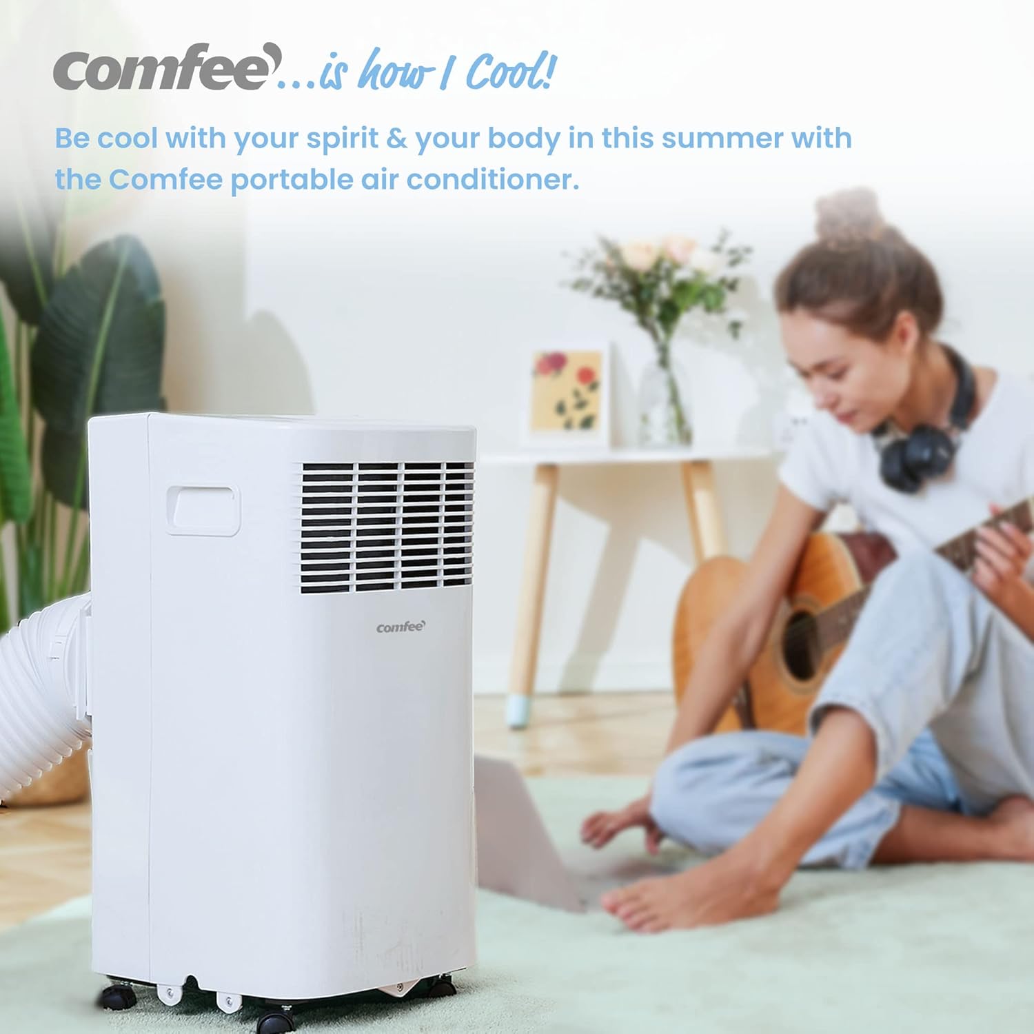Comfee Mobiles Klimagert Easy Cool 2.0, 7000 BTU 2,0kW, Kühlen&Ventilieren&Entfeuchten, Raumgre bis 68m(25㎡), APP-Steuerung/Alexa/Google Home/IFTTT, Mobile Klimaanlage mit Abluftschlauch