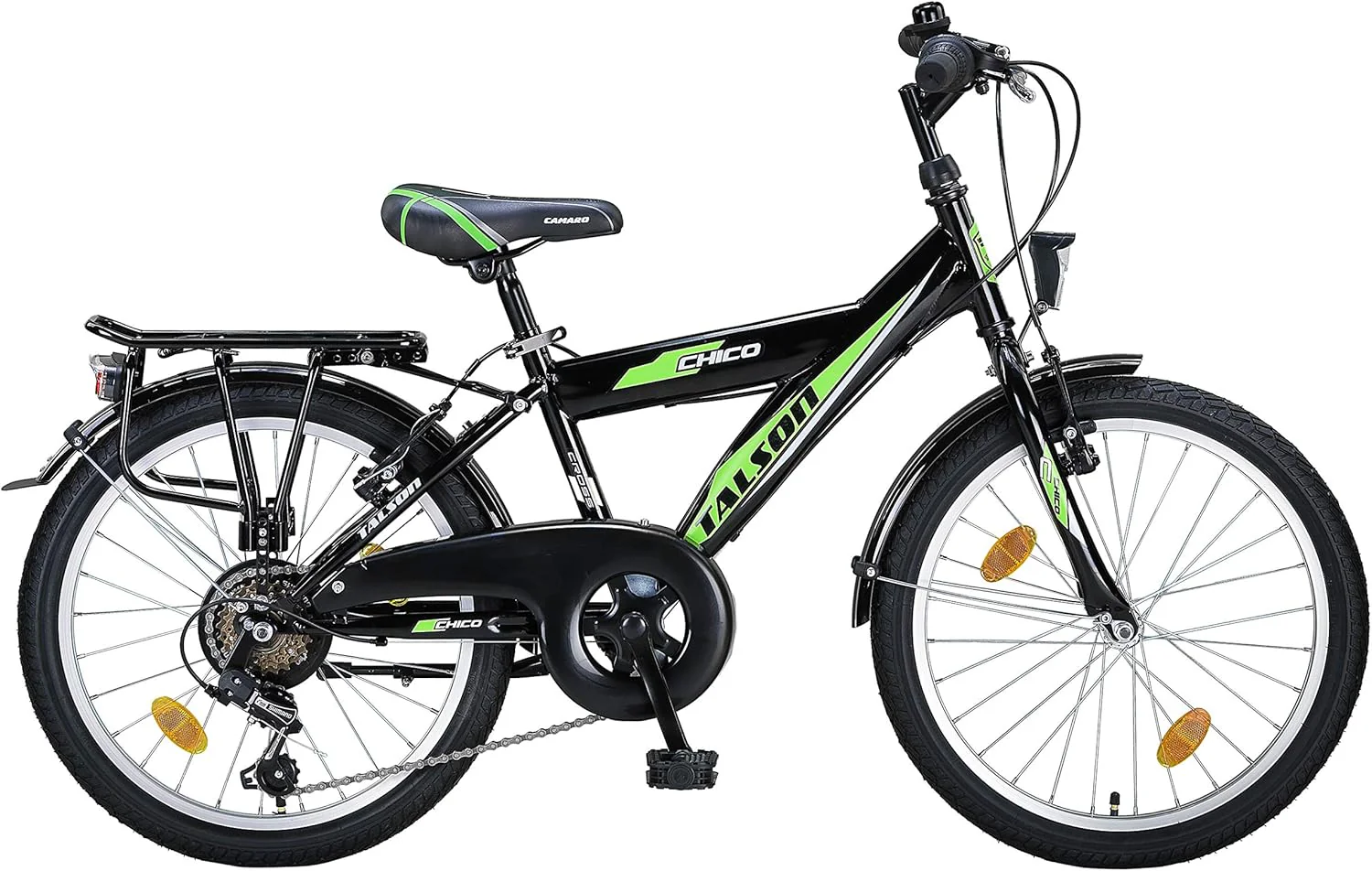 Talson 20 inch kinderfiets met 6 versnellingen en verlichting volgens StVZO zwartgroen