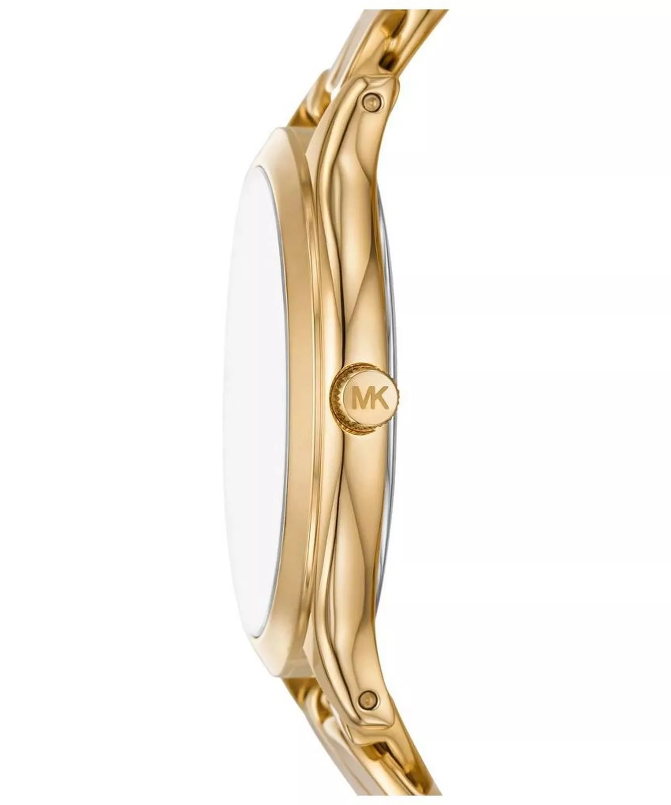 Michael Kors Slim Runway White Dial Gold Curb-Link Bracelet Women's Watch - MK7472