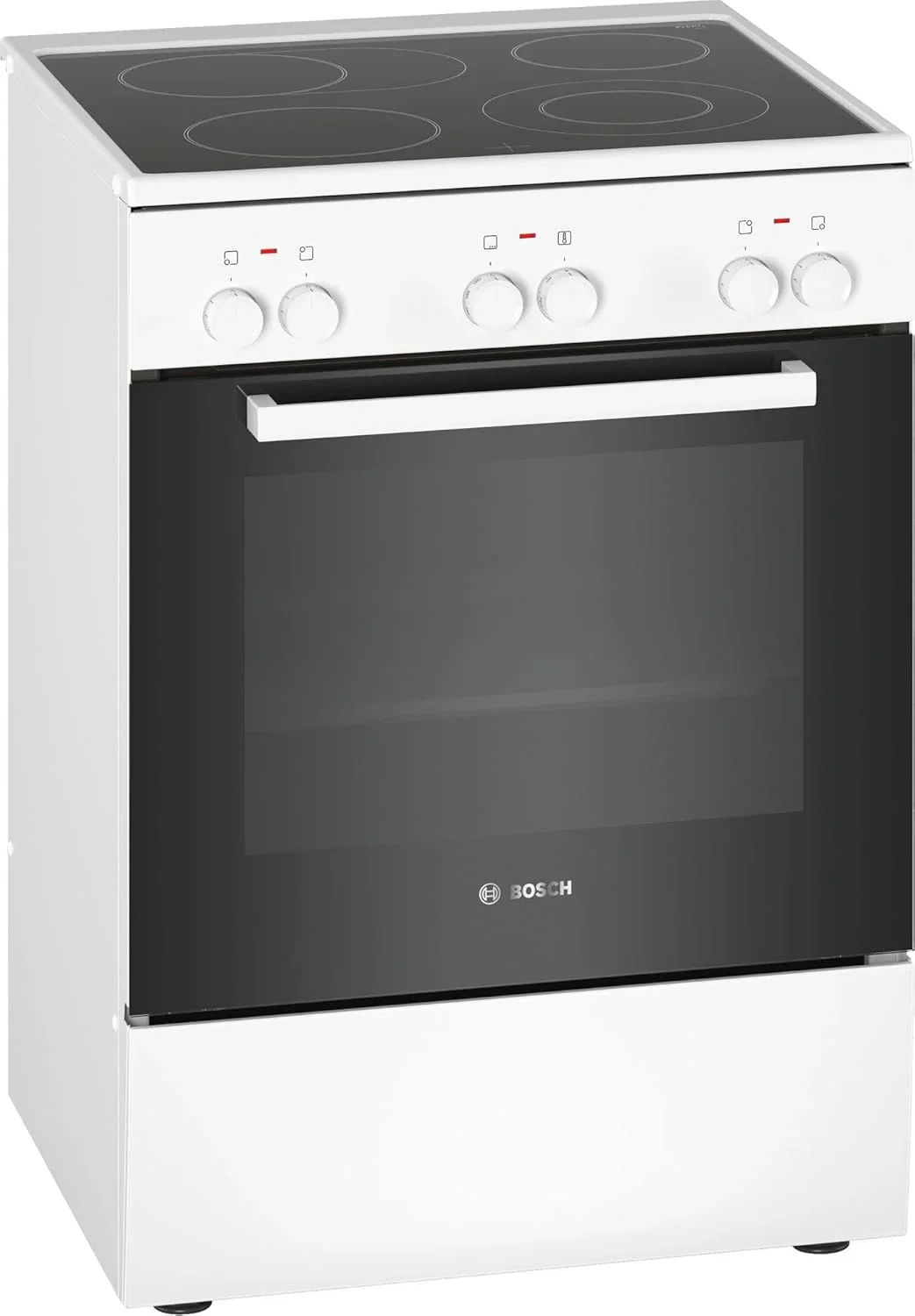 Bosch HKR39C250 Serie 4 Elektro-Standherd, 60 cm breit, EcoClean Direct Reinigungshilfe, 3D Heißluft Backen auf 3 Ebenen, LED-Display-Steuerung, erweiterbare Kochzone für großes Kochgeschirr