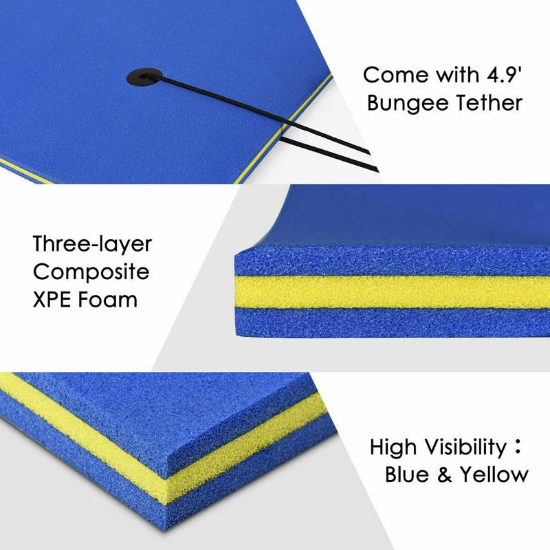 18 x 6 FT Floating Water Pad, 3-Layer XPE Foam Water Mat with Rolling Pillow, Floating Island for River Lake Ocean