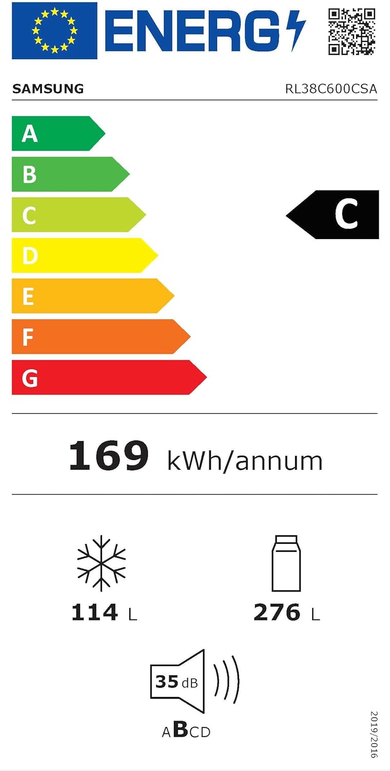 Kühl-Gefrier-Kombination, Kühlschrank mit Gefrierfach, 203 cm, 390 l Gesamtvolumen, 114 l Gefrierteil, AI Energy Mode, Edelstahl-Look, RL38C600CSA/EG