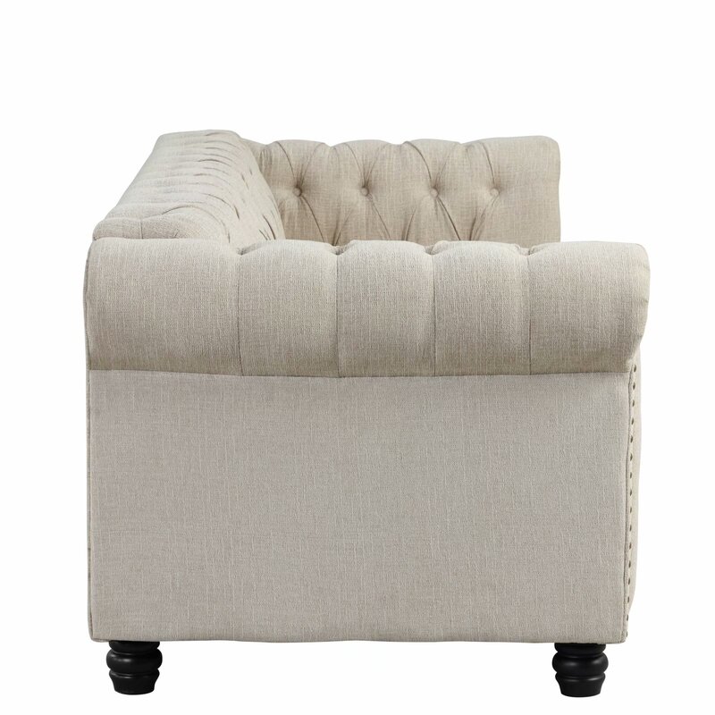 Gilles 82” Rolled Arm Chesterfield Sofa
