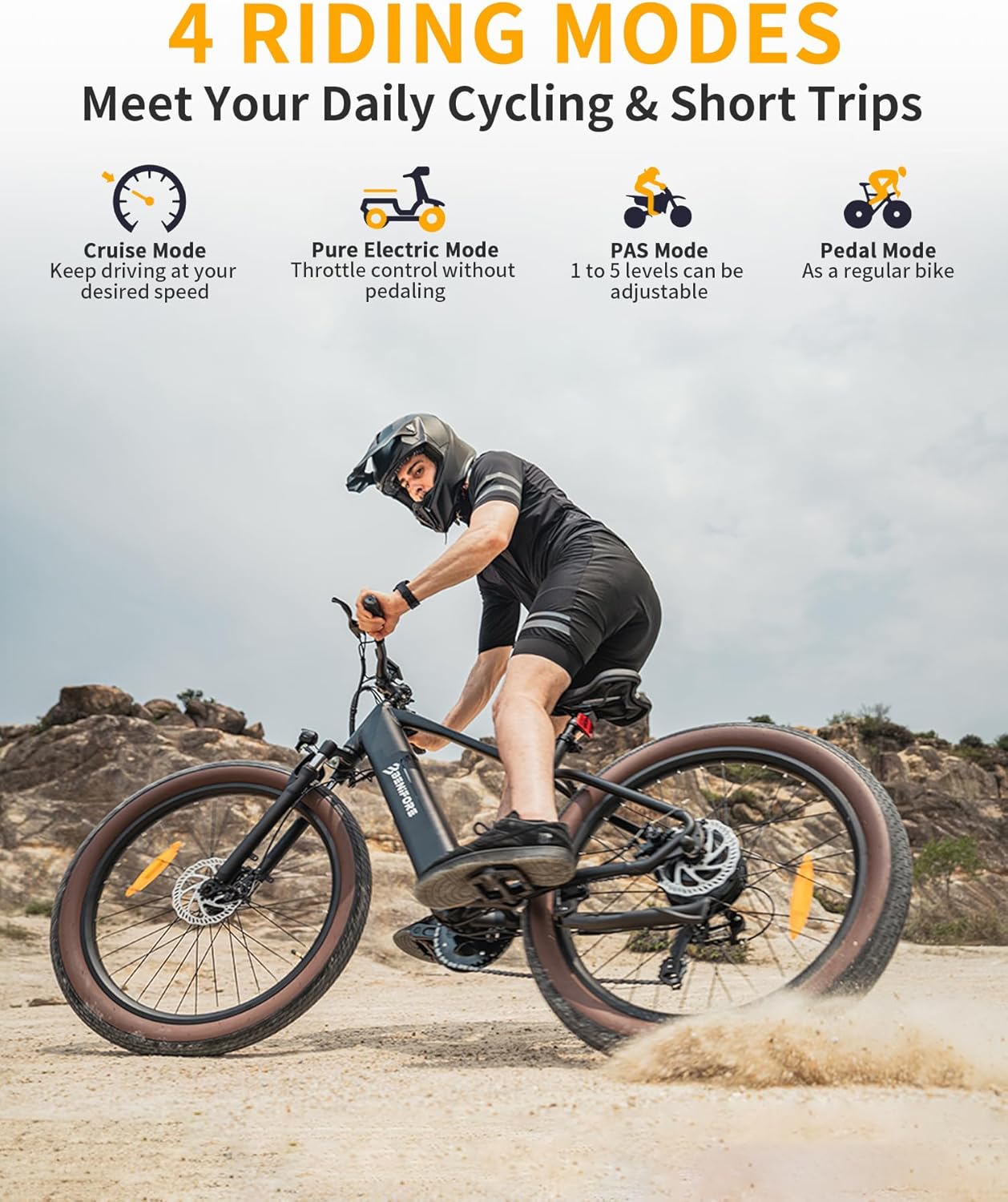 Luckeep Electric Bike for Adult 1400W Peak,72 Miles 28 MPH, 48V 720WH Battery 26 Fat Tire Mountain EBikes with Hydraulic Suspension, 7-Speed, Lightweight E-Bike for Men UL Certified Electric Bicycles