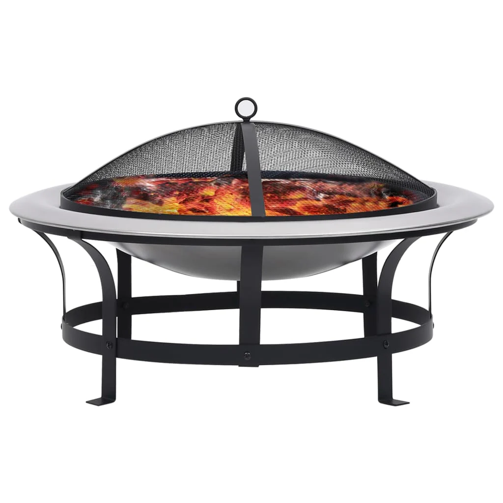 2025 Brasero con rejilla de acero inoxidable de 76 cm, fogón, atizador, pantalla contra chispas