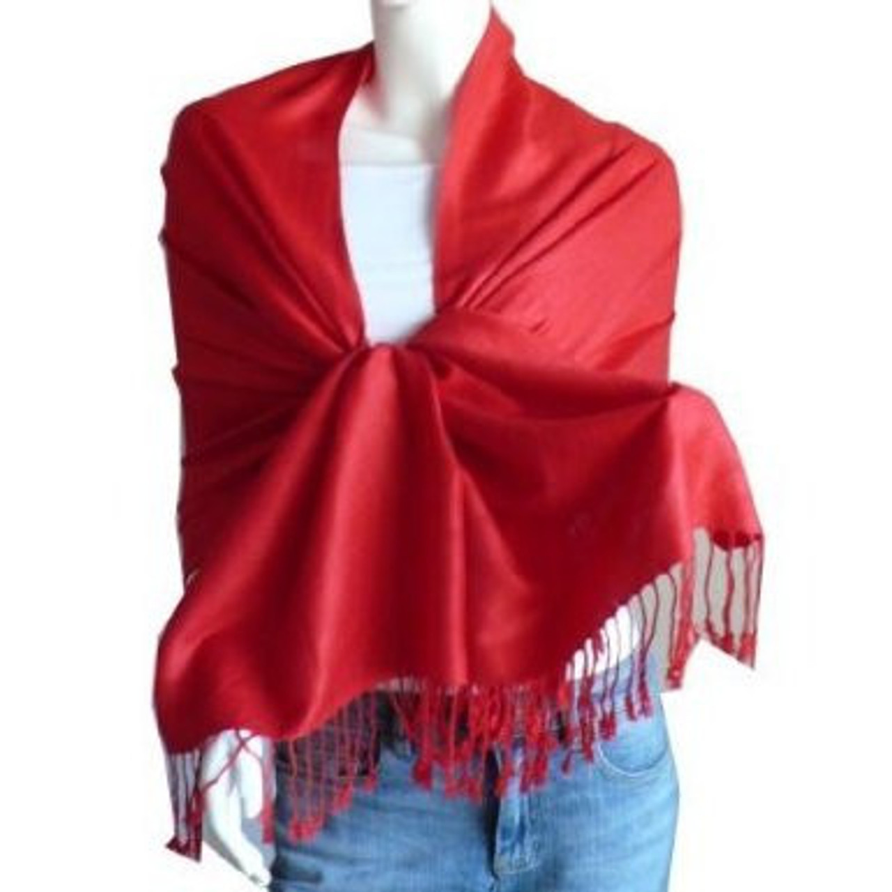 Red Pashmina Shawl Scarf  100% Fine Wool Mix 20+ Colors 28