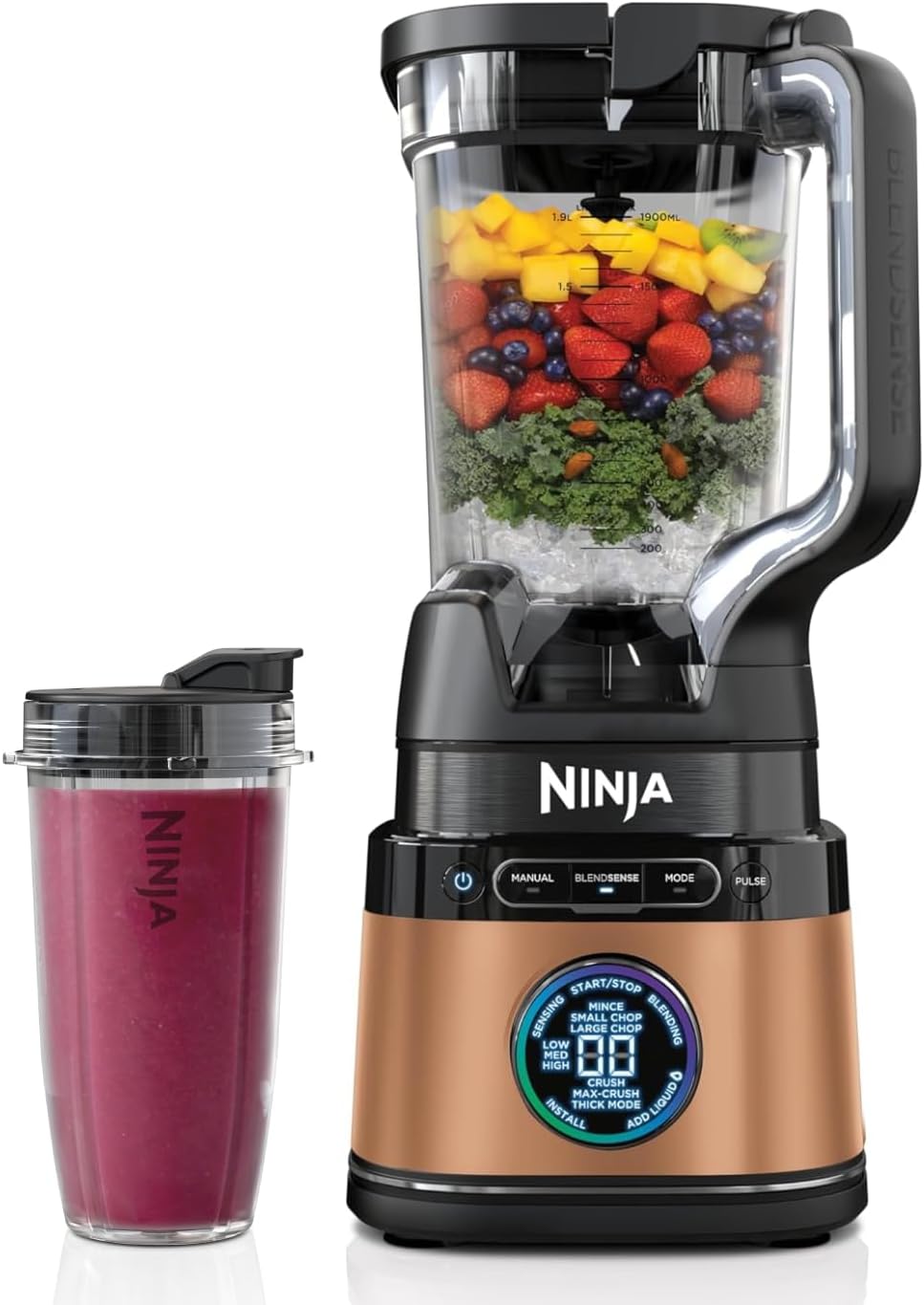 Ninja Detect Power Mixer Pro 1200W med 2L kanna (1900ml max vätskekapacitet), kraftfull mixer för att mixa smoothies, hacka grönsaker och mixa frysta drycker, svart, TB201EU