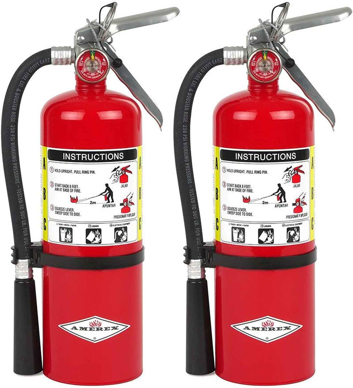 Amerex B500, 5 lb ABC Dry Chemical Fire Extinguisher �C Class A, B & C Rated with 12�C18 Ft Range and 14 Second Discharge Time, 2-Pack