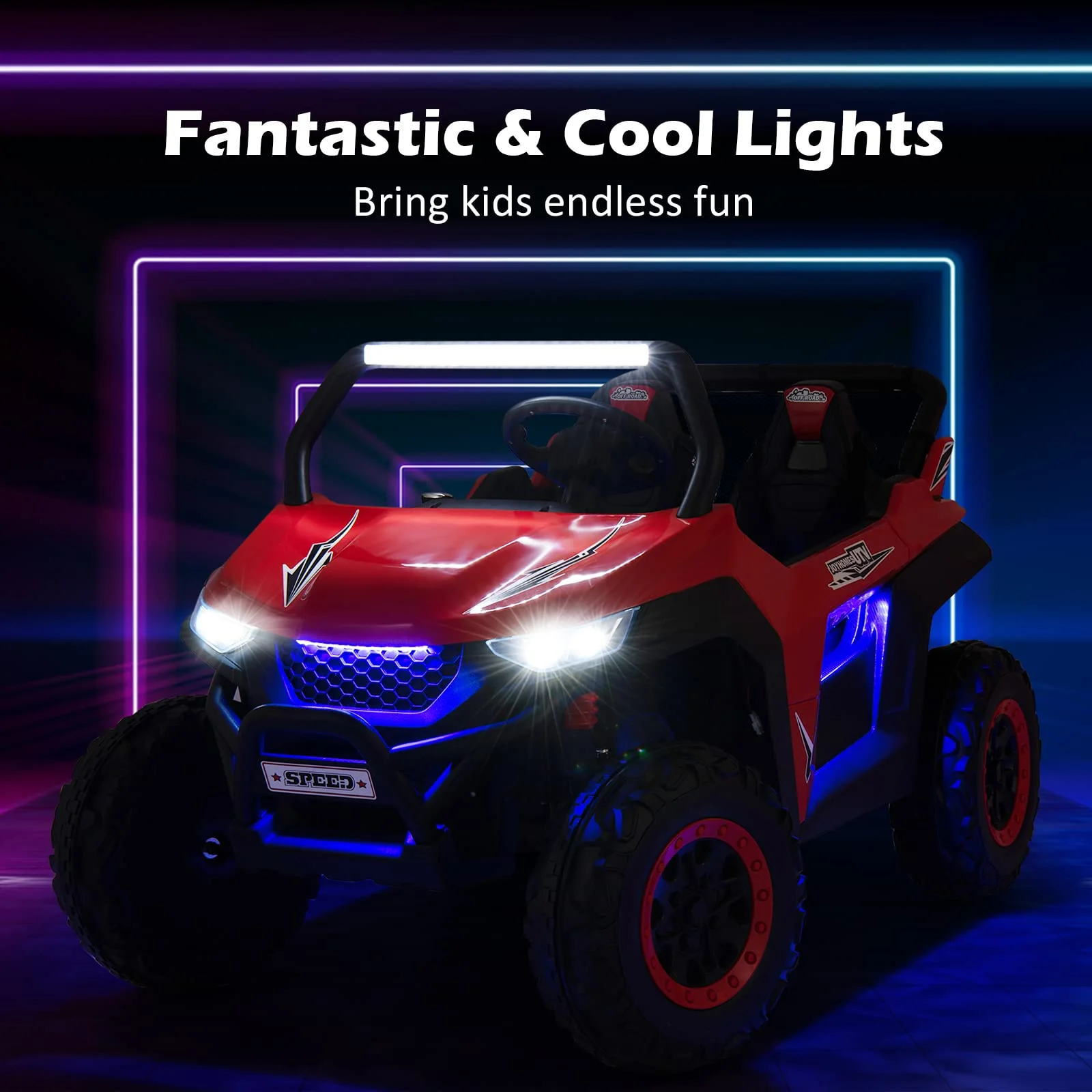 2-Seater Ride on Car, 12V Electric UTV w/Remote Control, Spring Suspension, High/Low Speed