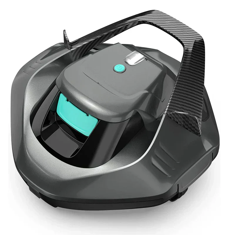 Cordless Robotic Pool Cleaner, Pool Vacuum Lasts 90 Mins, LED Indicator, Self-Parking, Ideal for Above/In-Ground Flat Pools up to 40 Feet - Gray