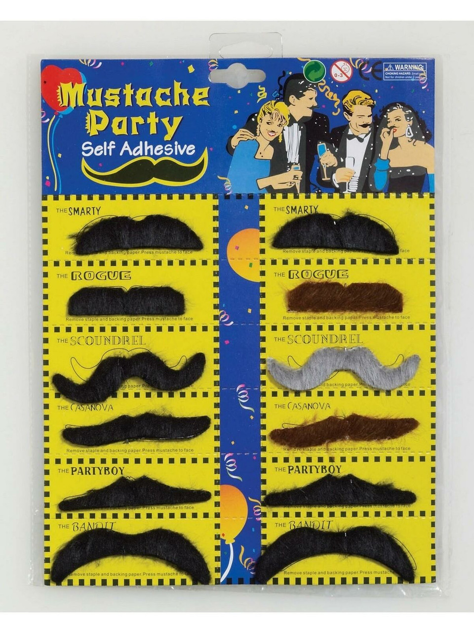 Realistic Fake Mustaches | Stick on Mustaches |  12 PACK 1693