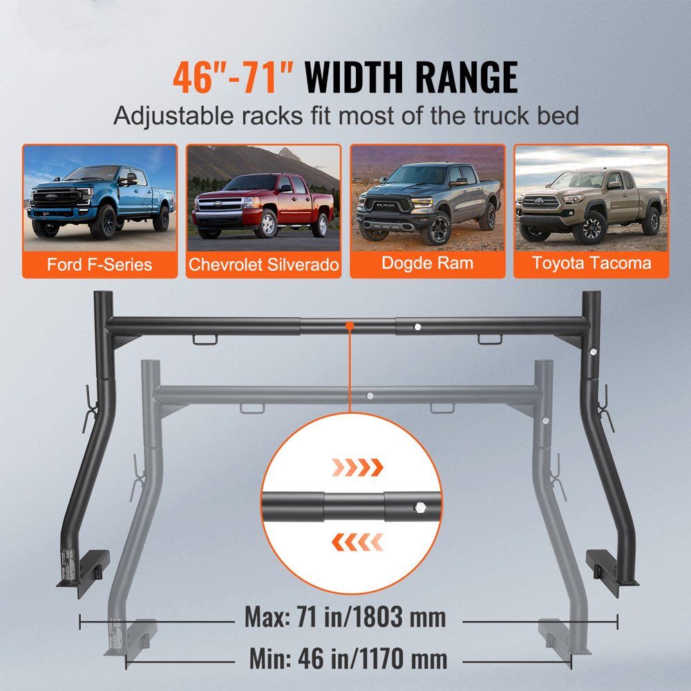 BENTISM Truck Rack 800Lbs Capacity Adjustable Width 46
