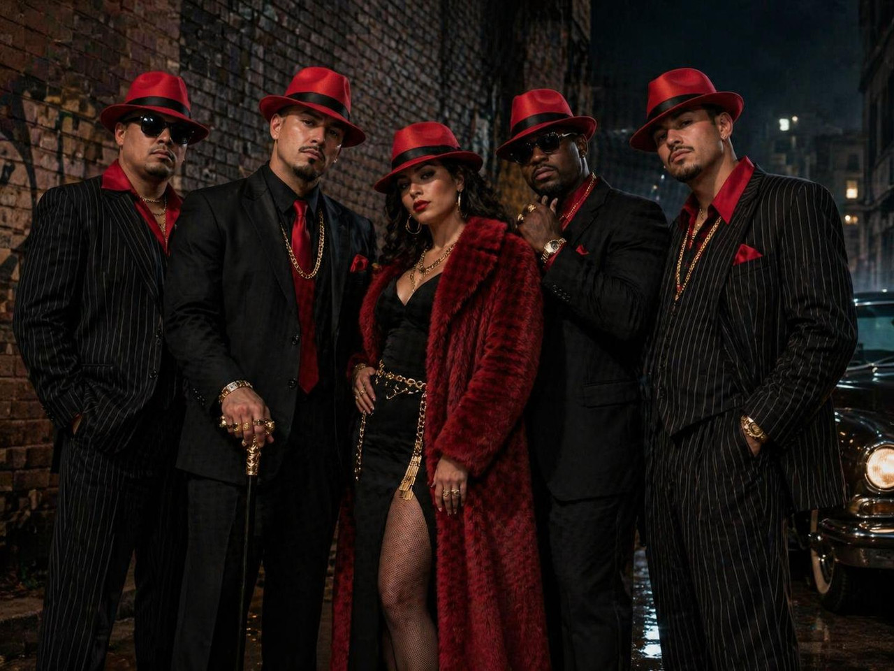 Red Gangster Hats | Red Fedoras |  Red Color 12 PACK 1332