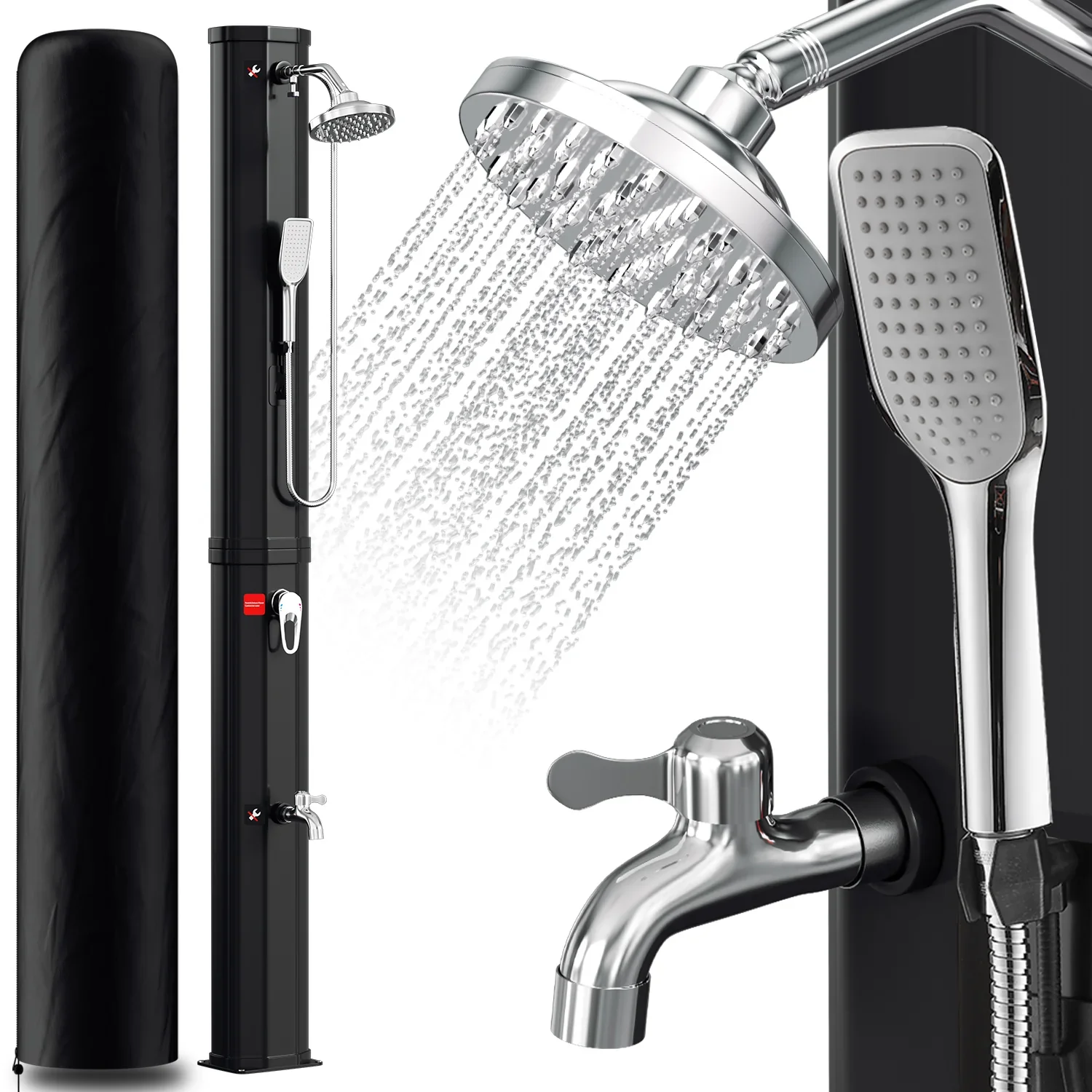 Sonnewelt 60L Solar Douche Tuintopdouche Incl. Beschermhoes en Handdouche