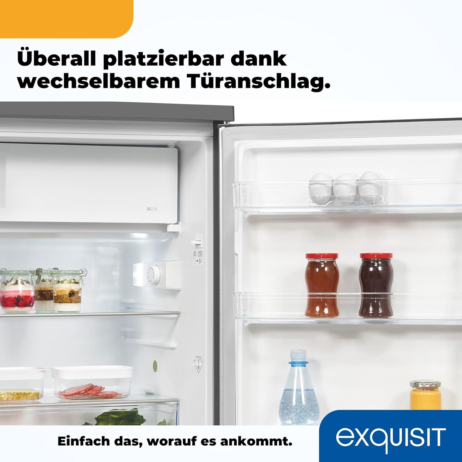 Exquisit Kühlschrank mit Gefrierfach, 120 Liter, 4-Sterne-Gefrierfach, Kühlschrank freistehend, KS516-4-H-010D weiss