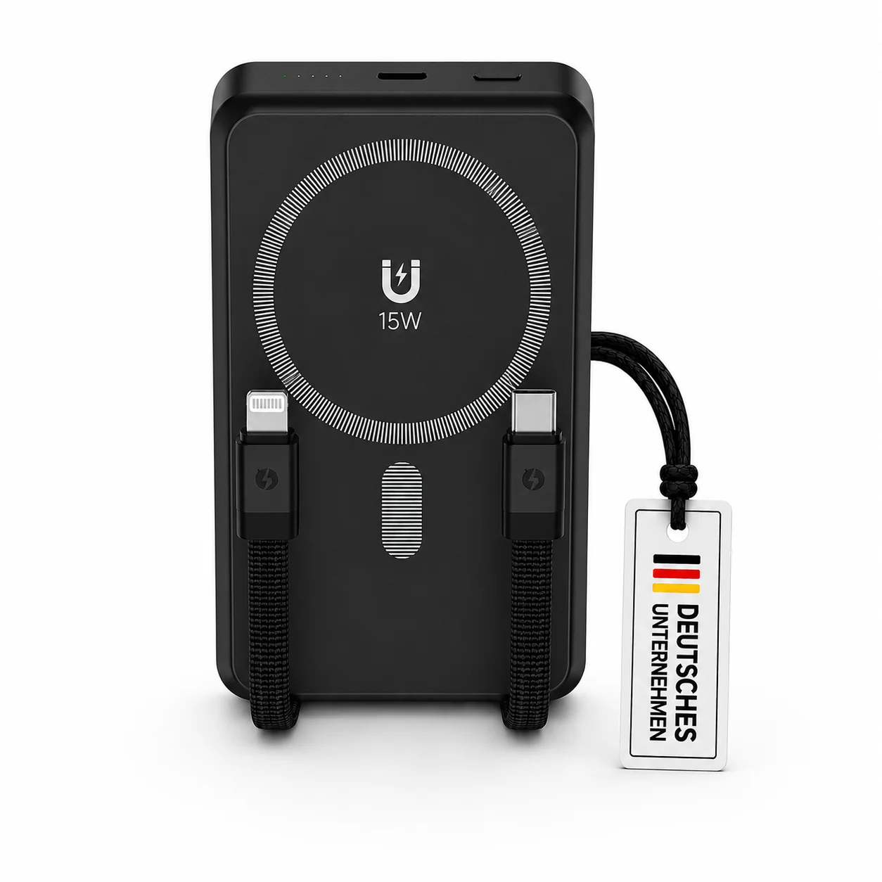 Powerbank 22,5W Schnellladeger?t mit integriertem USB-C & Lightning Kabel �C Hochwertige Powerbank mit Fast Charging & Typ-C Input